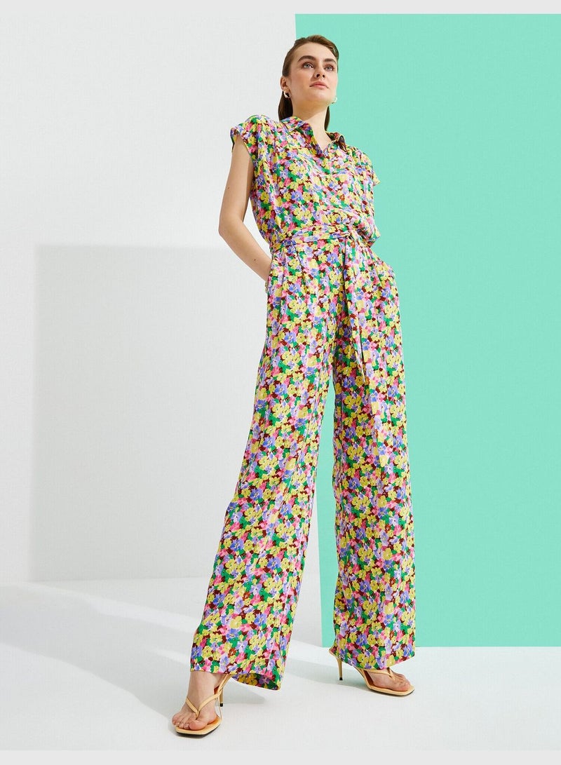 KOTON Flower Printed Wide Leg Pants - Image 1