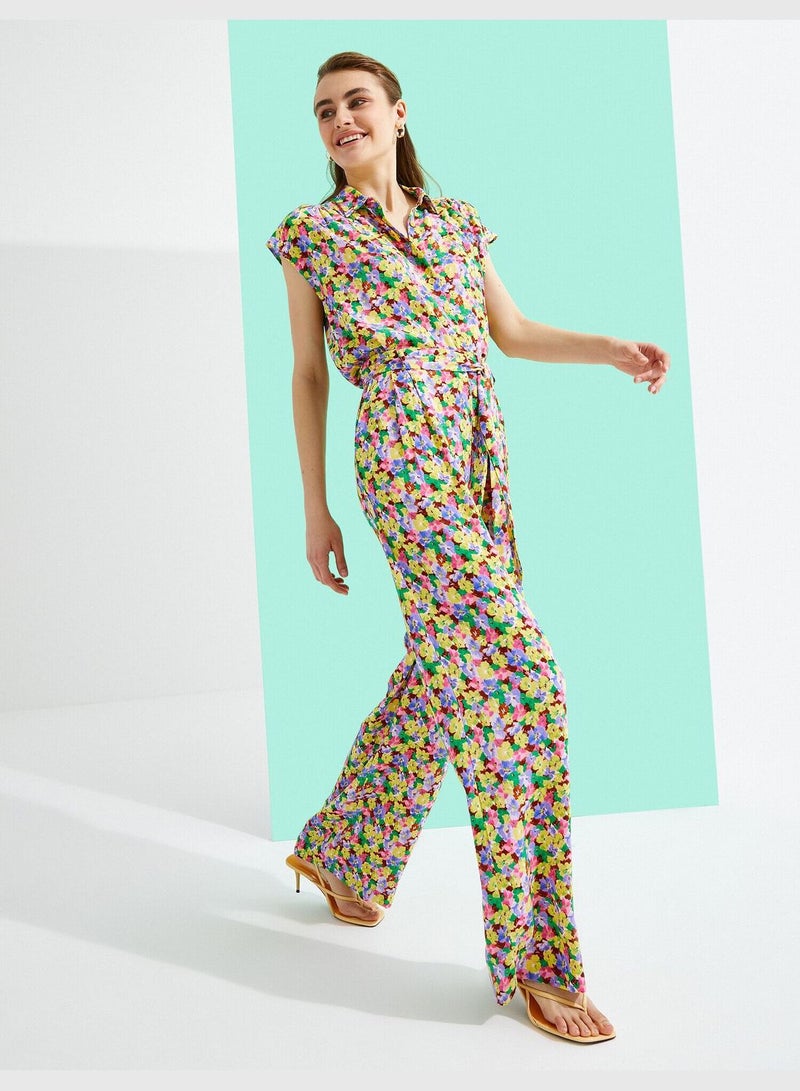 KOTON Flower Printed Wide Leg Pants - Image 2