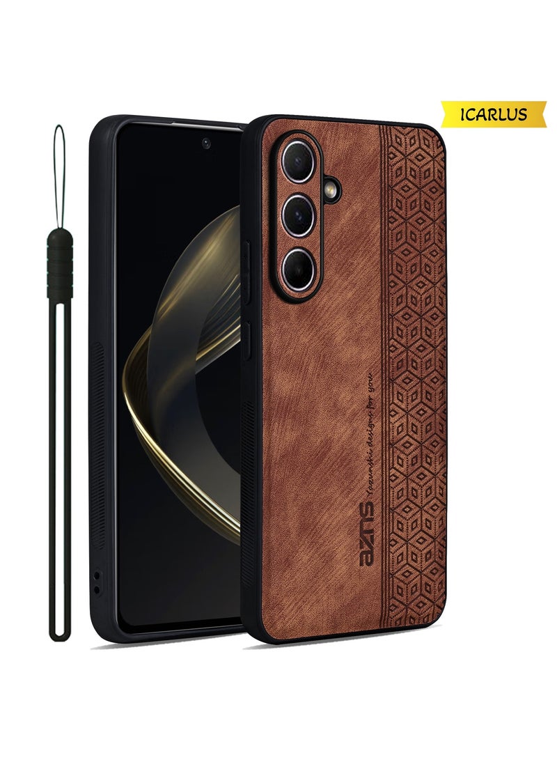 ايكارلوس جراب هاتف مضاد للخدش من الجلد مطبوع عليه مادة TPU لهاتف Samsung Galaxy A36 5G - بني - Image 1