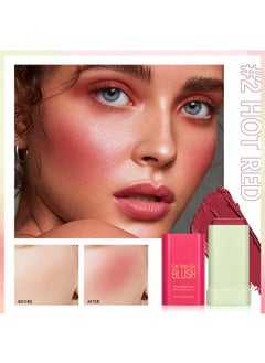 Mysense Multi Use Makeup Blush Stick Cream Blush Stick For Cheeks Eyes Lips Tint Solid Moisturizer Stick Face Blush Makeup Natural Matte Finish Waterproof Long Lasting 02 Hot Red  - Image 4