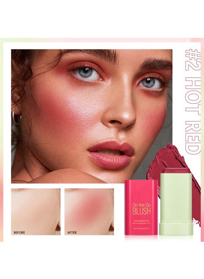 Mysense Multi Use Makeup Blush Stick Cream Blush Stick For Cheeks Eyes Lips Tint Solid Moisturizer Stick Face Blush Makeup Natural Matte Finish Waterproof Long Lasting 02 Hot Red  - Image 4