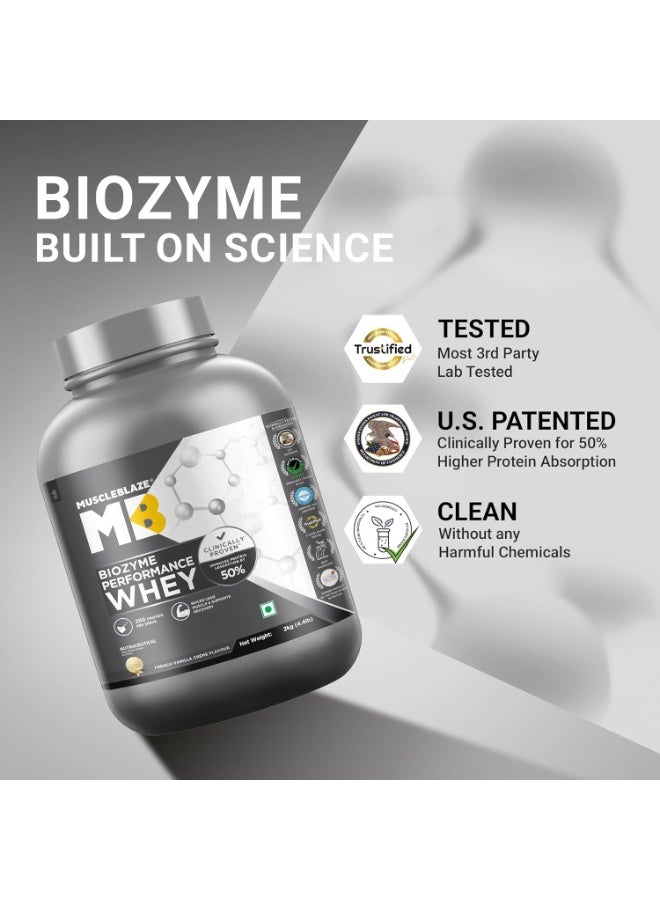 MuscleBlaze Biozyme Performance Whey Protein Powder, French Vanilla Creme (2kg / 4.4lbs) | 25g Protein Per Scoop | Clinically Tested 50% Higher Protein Absorption - Image 2