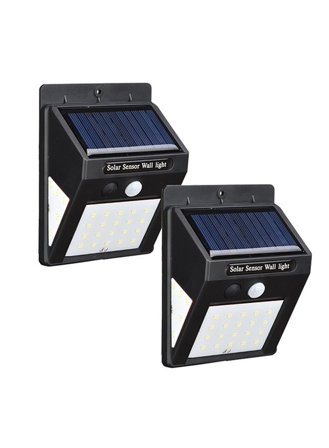 2-Piece 40 LED PIR Motion Sensor Outdoor Waterproof Energy Saving Solar Panel Wall Light Black 12.3x9.5x4.8cm  - Image 1