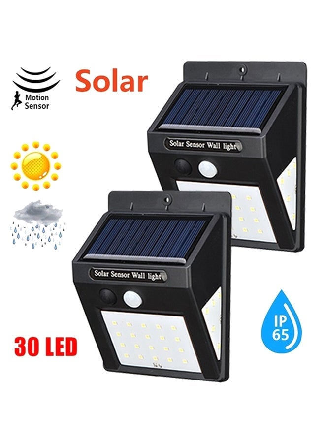 2-Piece 40 LED PIR Motion Sensor Outdoor Waterproof Energy Saving Solar Panel Wall Light Black 12.3x9.5x4.8cm  - Image 2
