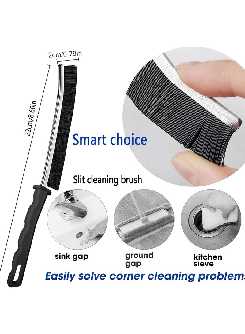هابي هوم 2قطعه فرشاة تنظيف متعددة الاستخدامات لتنظيف الفواصل والزوايا والأحواض والجدران والأرضيات والمرحاض وحوض الاستحمام والنوافذ والأرائك، مصنوعة من بلاستيك وفولاذ عالي الجودة، بمقبض مريح مضاد للانزلاق وفرش مزدوجة لتنظيف عميق دون خدش الأسطح - Image 2