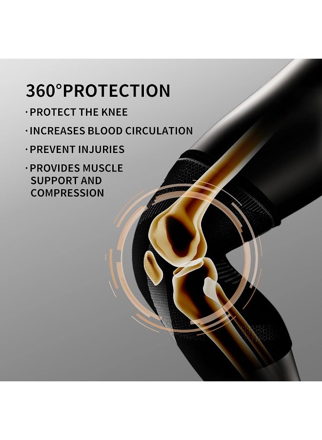 PROIRON دعامة الركبة PROIRON، كم ضغط الركبة مع وسادة جل الرضفة ومثبتات جانبية لدعم الركبة لتمزق الغضروف، الجري، رفع الأثقال، التمارين، إصابة الرباط الصليبي الأمامي، التهاب المفاصل، تخفيف آلام المفاصل【عبوة من 2】 - Image 3