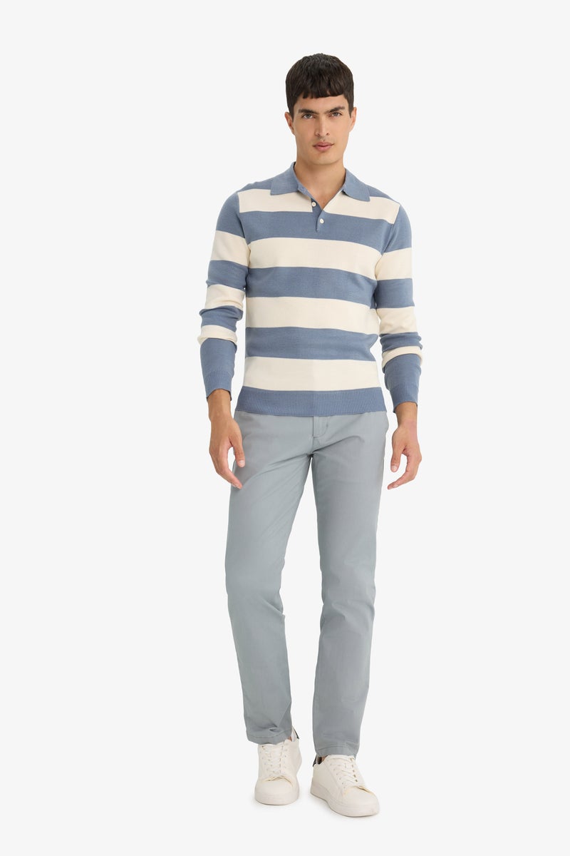 DeFacto Blue Man Standard Fit Polo Collar Knitwear Pullover Casual - Image 2