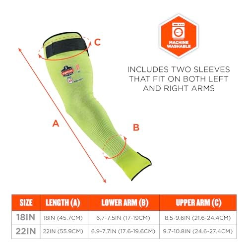Ergodyne ProFlex 7941 Cut Resistant Protective Arm Sleeve, Cut Level A4, Pair, Lime, 22 Inch - Image 5