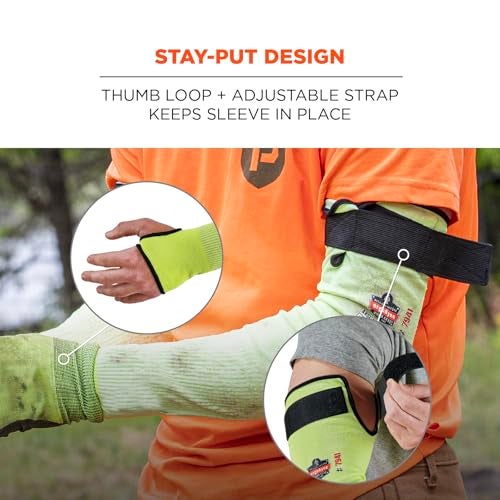 Ergodyne ProFlex 7941 Cut Resistant Protective Arm Sleeve, Cut Level A4, Pair, Lime, 22 Inch - Image 4