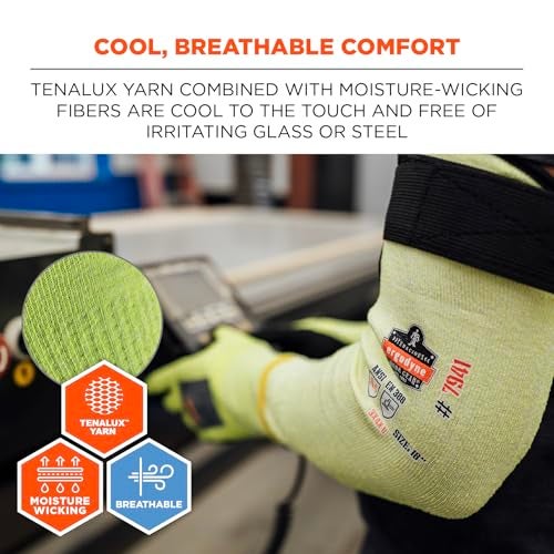 Ergodyne ProFlex 7941 Cut Resistant Protective Arm Sleeve, Cut Level A4, Pair, Lime, 22 Inch - Image 3