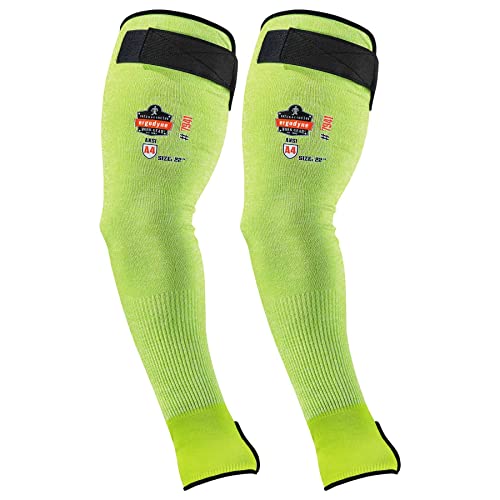 Ergodyne ProFlex 7941 Cut Resistant Protective Arm Sleeve, Cut Level A4, Pair, Lime, 22 Inch - Image 1