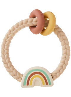 Silicone Teether With Rattle; Rattle Teether Features Rattle Sound, Two Silicone Teething Rings And Raised Texture To Soothe Gums; Ages 3 Months And Up (Neutral Rainbow) - pzsku/ZC52635C4746F491736B6Z/45/_/1733728815/b509cdc5-17ee-4a0b-ae86-9cc152c56f51