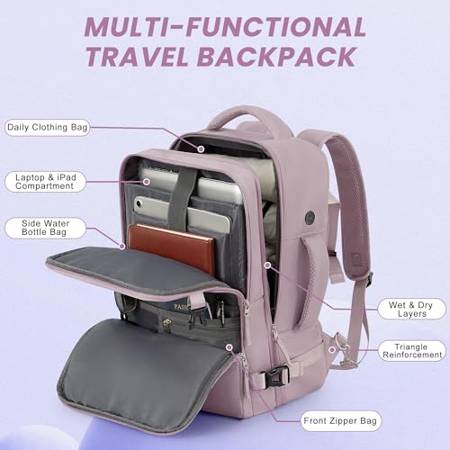 Sinaliy Travel laptop Backpack for Women, Personal Item Size Flight Approved, 16 Inch Laptop Bag with Multi-Pockets, College Computer Bag, Waterproof Carry On Backpack Casual Daypack Backpack - Image 4