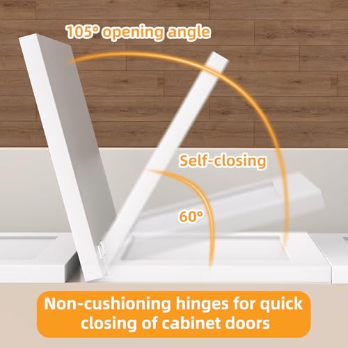 Chibery Non-Slow Close Regular Hinges, 1/2" Overlay Standard Concealed Cabinet Hinges for Face Frame Door, 3D Self Closing Hidden, 105° Opening, Easy-on Dowels ＆ Self-Tapping Wooden Screws, 50 Pack - Image 2