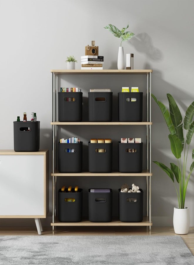 ORGIDOL 8 Pack Black Storage Bins with Lids Stackable Storage Container for Organizing, Storage Boxes with Handle for Shelves, Cube Storage Bin for Craft, Snacks - Image 3