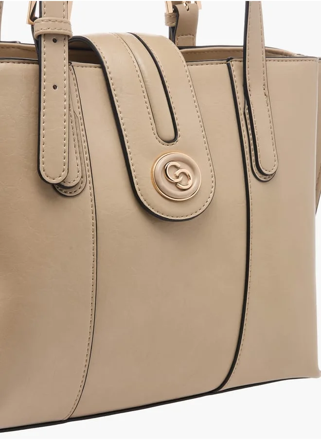 Celeste Women Solid Tote Bag with Double Handle and Zip Closure