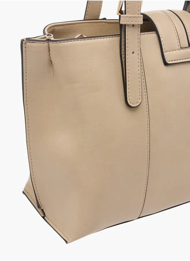 Celeste Women Solid Tote Bag with Double Handle and Zip Closure