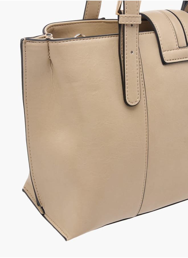 Celeste Women Solid Tote Bag with Double Handle and Zip Closure  - Image 5