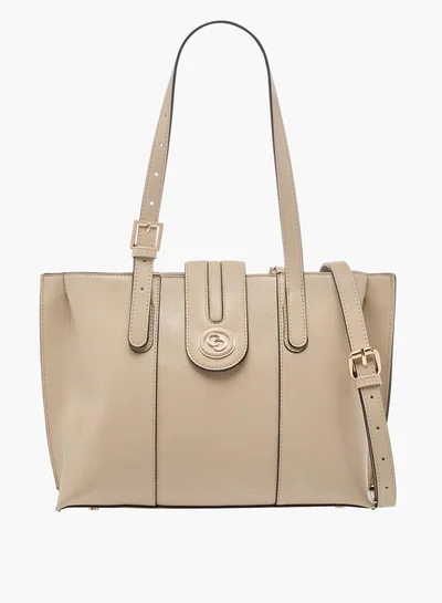 Celeste Women Solid Tote Bag with Double Handle and Zip Closure