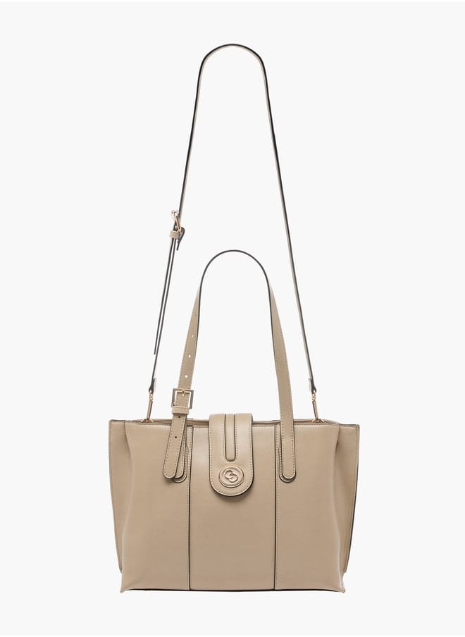 Celeste Women Solid Tote Bag with Double Handle and Zip Closure  - Image 2