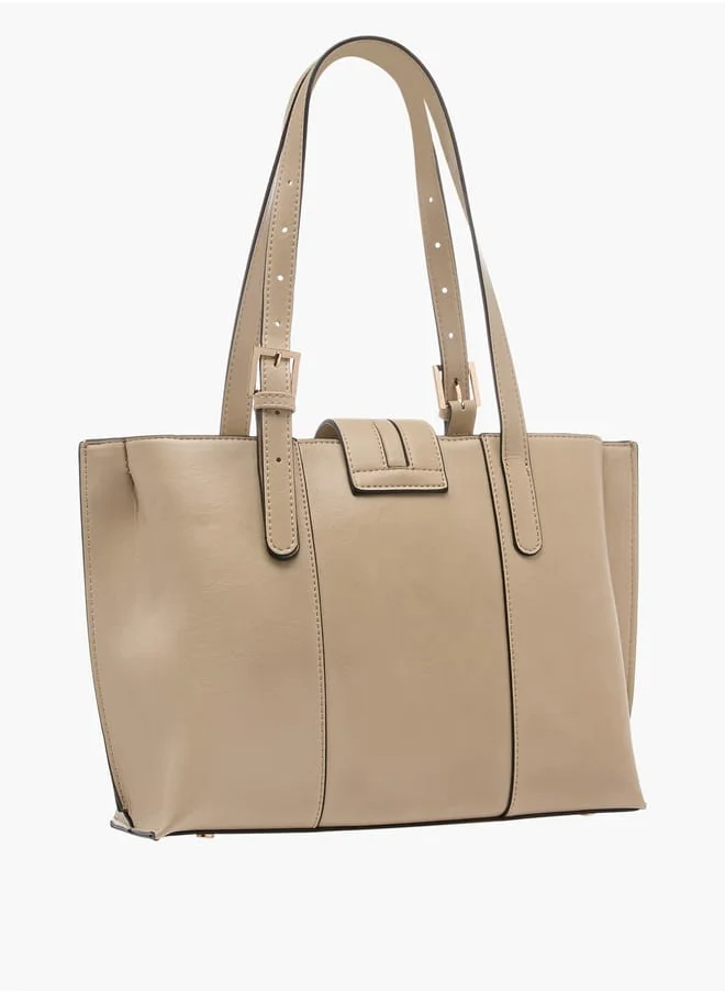 Celeste Women Solid Tote Bag with Double Handle and Zip Closure
