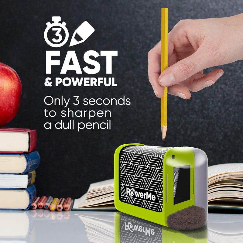PowerMe مبراة أقلام كهربائية تعمل بالبطارية للأطفال، المدرسة، المنزل، المكتب - لأقلام رقم 2 والأقلام الملونة - Image 4