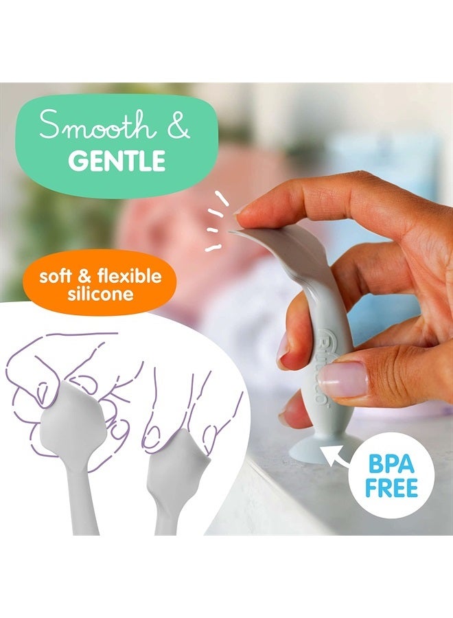 Baby Bum Brush فرشاة كريم الحفاضات من بومكو - فرشاة صغيرة لكريم الحفاضات مع حقيبة سفر، ملعقة كريم الحفاضات، ملعقة كريم الحفاضات لأسفل الطفل، جهاز تطبيق كريم الحفاضات الصغير، ملعقة أسفل الطفل، رمادي - Image 4