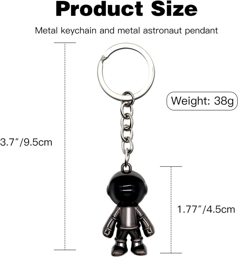 Metal Astronaut Keychain 4 X 2.5 cm 37.7 g - Corrosion Resistant Alloy Material Car Keychain for Space Enthusiasts, Car Keys, Backpacks And Bags - Image 5