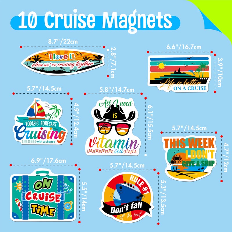 SpriteGru 10PCS Large Cruise Door Magnets, Magnetic Waterproof Navigation Boat Anchor Cruise Ship Car Decors, Decorative Refrigerator Protector Magnets for Refrigerator, Carnival Cruise Party - Image 2