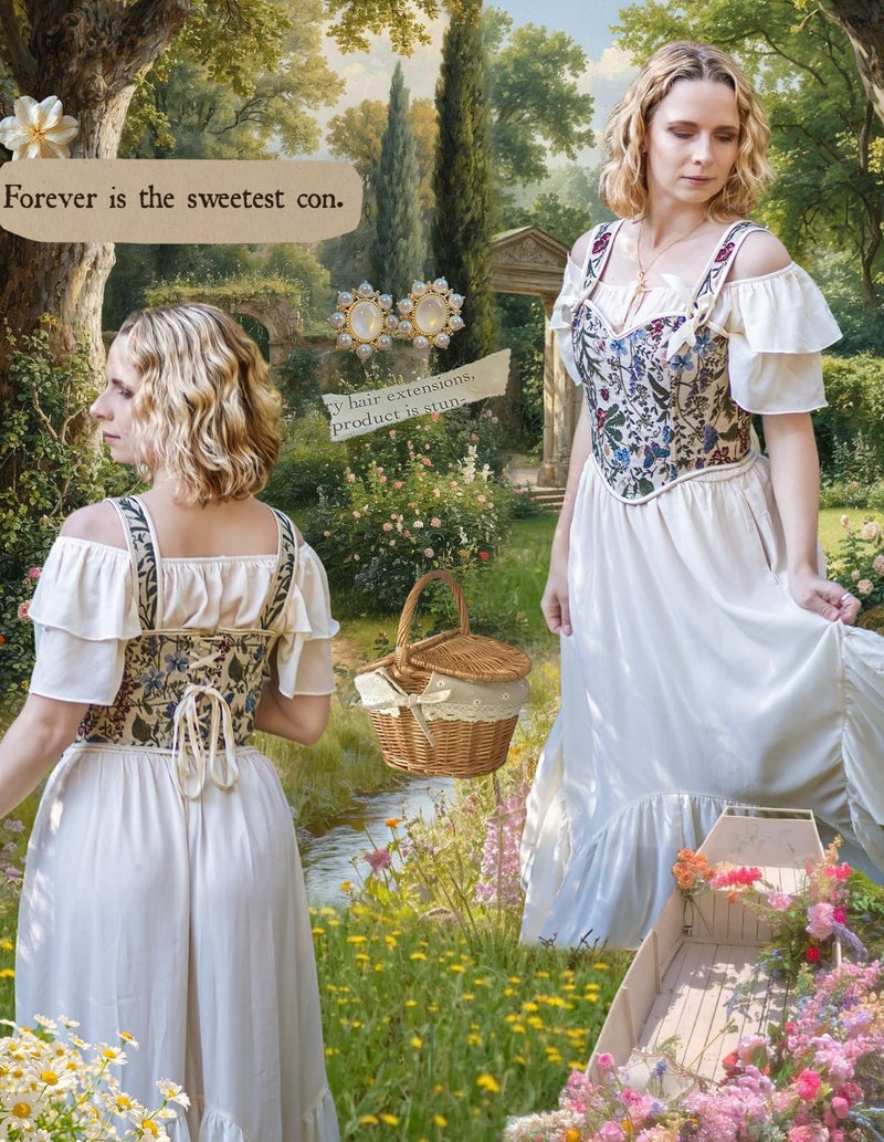 Scarlet Darkness Apricot Corset Tops for Women Renaissance Costume Women Corset Victorian Blouse Apricot Size 6 - Image 2