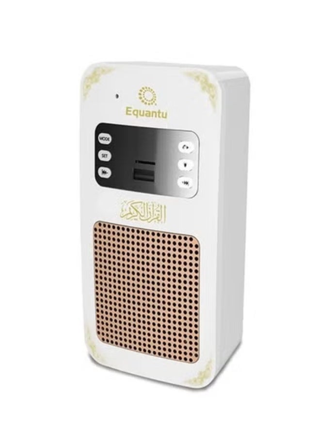 Equantu Bluetooth Quran Speaker – New Model with HD Audio, Arabic Translation, LED Display, Remote Control, FM Radio, MP3 Player & Wireless Connectivity – Rechargeable Portable Islamic Audio Device – White - Image 3
