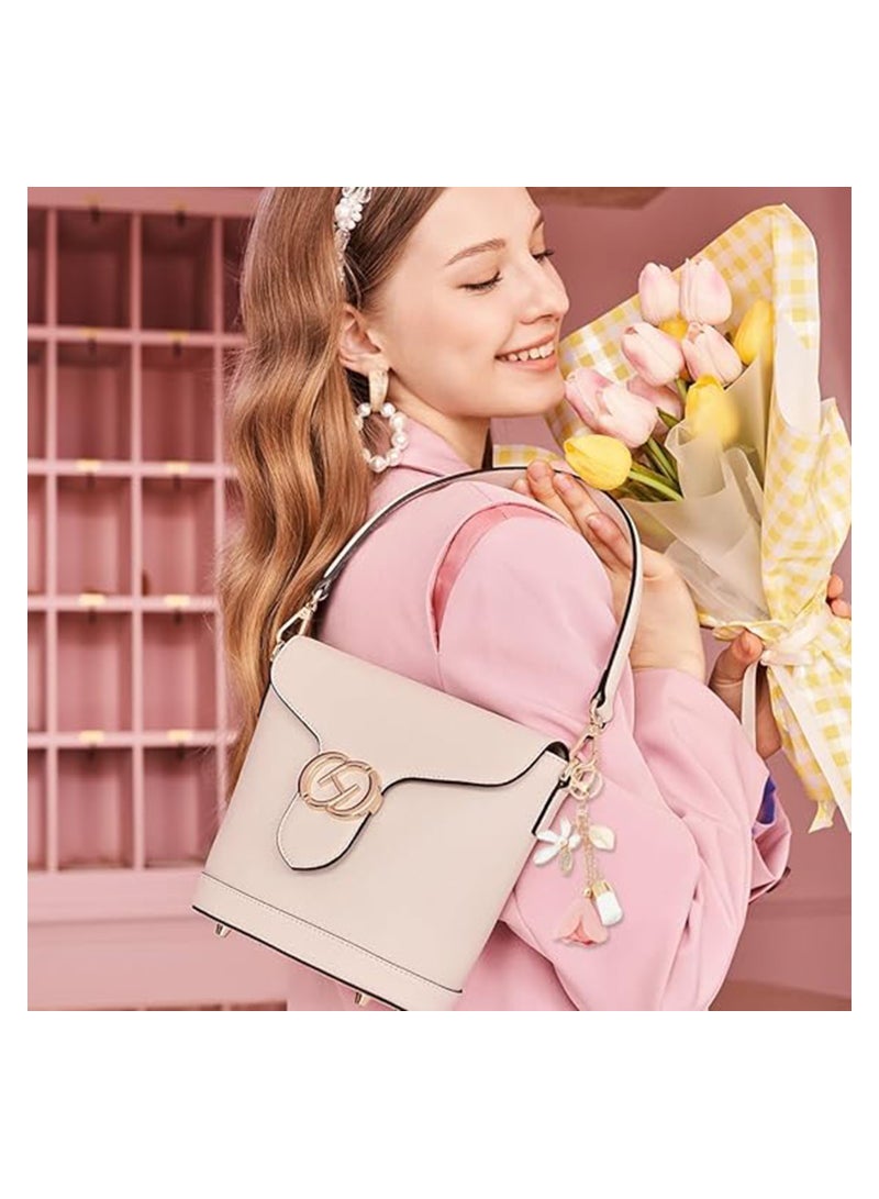 SYOSI 4Pcs Flower Rhinestone Keychains 4 Colors Purse Charms for Handbags Tassel Style Flower Car Key Charm for Women Car Key Daily 16CM - Image 2