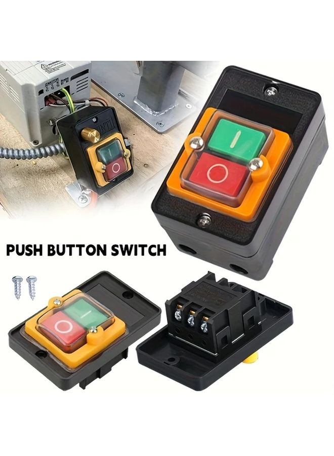 قطعتان مفتاح تشغيل وإيقاف المحرك ذاتي القفل زر تشغيل/إيقاف للمعدات الميكانيكية - Image 2
