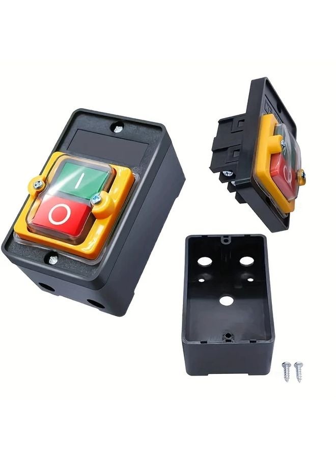 قطعتان مفتاح تشغيل وإيقاف المحرك ذاتي القفل زر تشغيل/إيقاف للمعدات الميكانيكية - Image 1