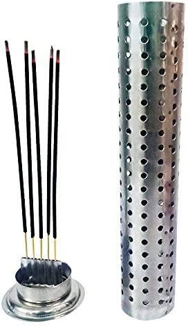 OGU Stainless Steel Agarbatti Incense Stick Stand Holder with Ash Catcher Dhoop Holder for Home Office Temple 3 Pcs Silver - Image 4