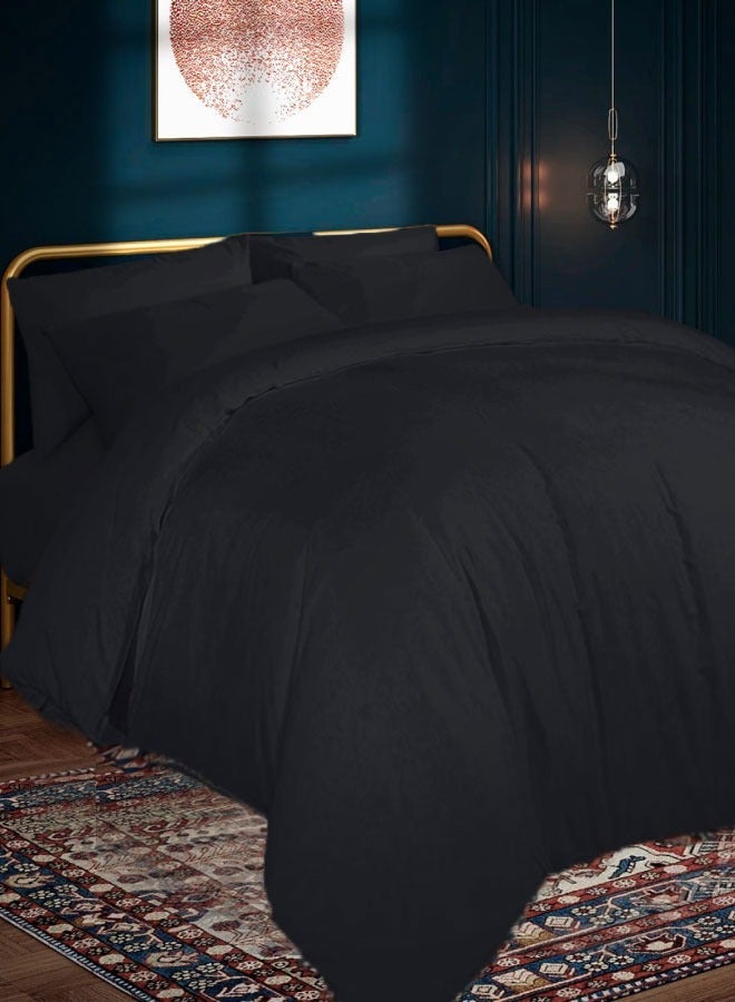 القيلولة زين طقم سرير كينج من سييستا زين – 1 ملاءة مطاطية، 1 ملاءة مسطحة، 1 غطاء لحاف و أغطية وسائد | ناعم للغاية، متين ومريح | لون أسود أنيق | جودة فندقية - Image 2