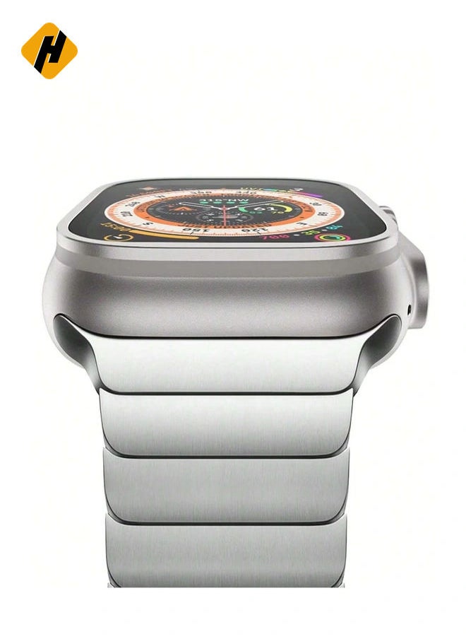 HuHa - Stainless Steel Band for Apple Watch Ultra Band  Metal Strap with Folding Clasp for Apple Watch Series 8 7 6 5 4 3 2 1 for Men (Black, 49mm 45mm 44mm 42mm) - Image 1