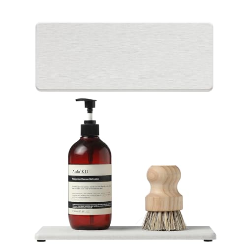 Razborci 2PCS Bathroom Sink Vanity Trays, Water Absorbing Diatomite Stone Drying Soap Dish Dispenser for Kitchen Counter, Sponge Holder Mat Rack Faucet Splash Guard Caddy Organizer, Beige, 9"x3.5" - Image 5