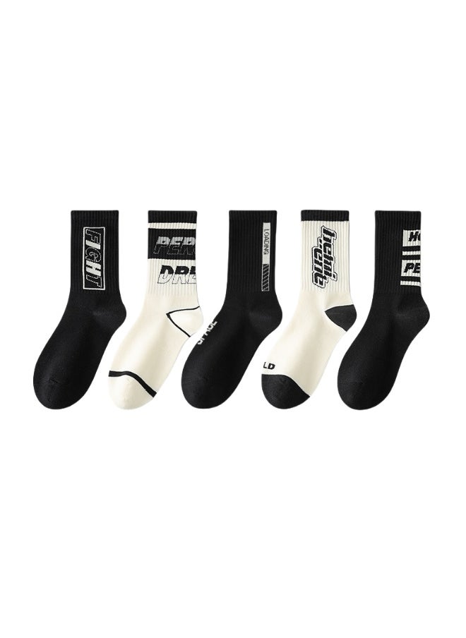 KUYING Fashion Anti Slip Breathable Sports Socks Five Piece Set 