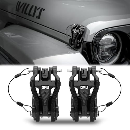 OMU Hood Latch Lock Catch Compatible with 20072018 Jeep Wrangler JKJKU Aluminum Adjustable Hood Latches for Reducing Hood Shaking 2 Pcs - Image 1