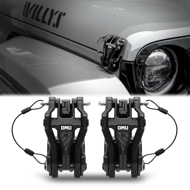 OMU Hood Latch Lock Catch Compatible with 20072018 Jeep Wrangler JKJKU Aluminum Adjustable Hood Latches for Reducing Hood Shaking 2 Pcs - Image 2