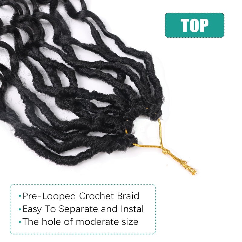 Lianzi Deep Faux Locs Crochet Hair 14 Inch 8 Packs Goddess Locs Crochet Braids Soft Faux Crochet Braids with Curly Ends Pre Looped Deep Wavy Crochet Hair for Black Women (14 Inch, 1B) - Image 4
