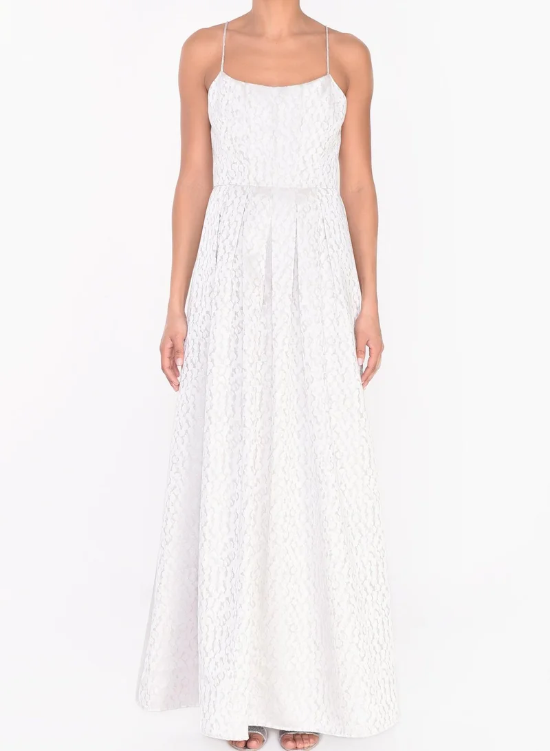 ترو ديكادينس Silver Abstract Leopard Brocade Maxi Dress