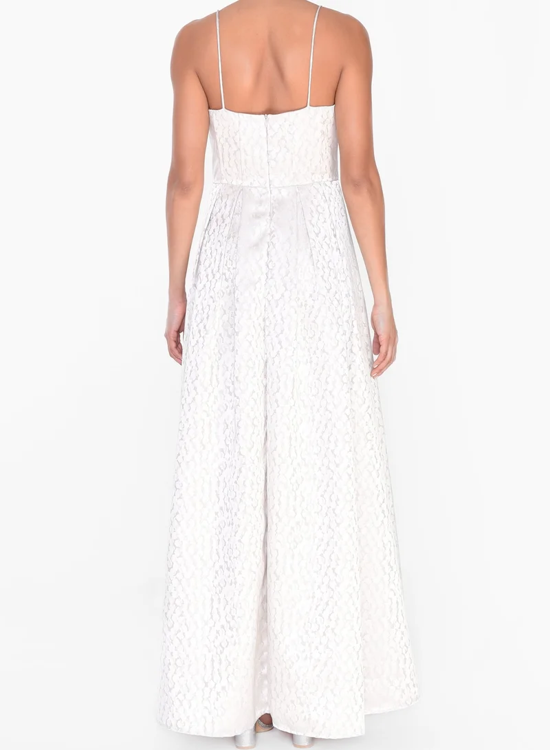 ترو ديكادينس Silver Abstract Leopard Brocade Maxi Dress