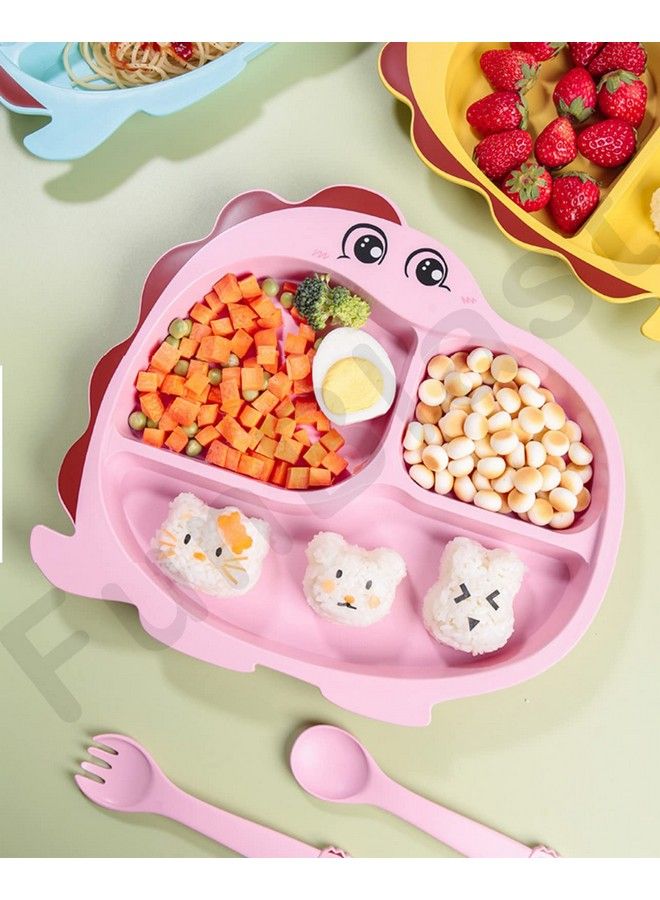 FunBlast Bamboo Fiber Feeding Set For Kids Cartoon Design Children Tableware Set Utensils And Dishes Includes Plate Spoon Fork And Chopsticks Plates For Kids Tableware Cutlery (Yellow)  - Image 5