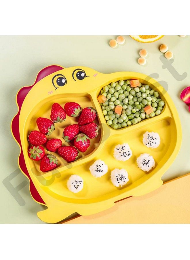 FunBlast Bamboo Fiber Feeding Set For Kids Cartoon Design Children Tableware Set Utensils And Dishes Includes Plate Spoon Fork And Chopsticks Plates For Kids Tableware Cutlery (Yellow)  - Image 3