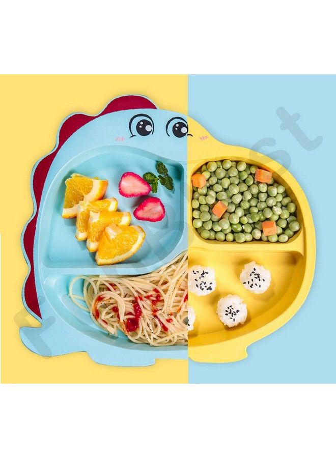 FunBlast Bamboo Fiber Feeding Set For Kids Cartoon Design Children Tableware Set Utensils And Dishes Includes Plate Spoon Fork And Chopsticks Plates For Kids Tableware Cutlery (Yellow)  - Image 4