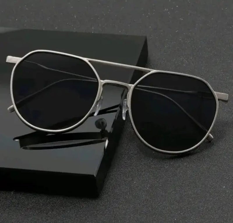 Dervin UV Protected Round Sunglasses for Men and Women (Silver-Black) - Image 3