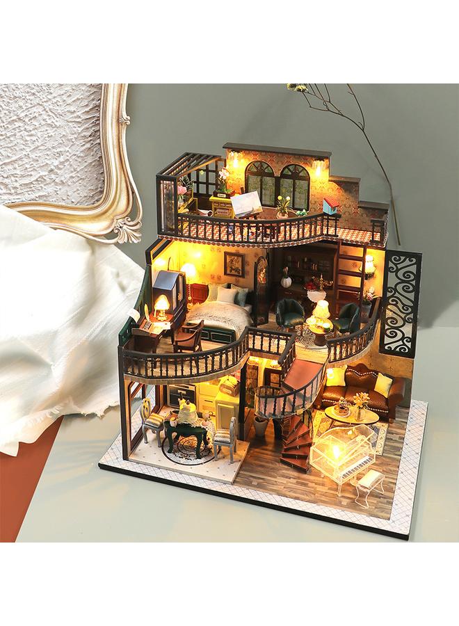 Bluejw M213 Dream Building High Pavilion Diy Hand Assembled Wooden Hut 3d Three-dimensional European Assembled Hut Toy - Image 4