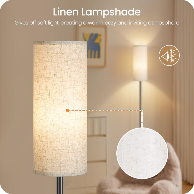GOEBLESON Set of 2 Dimmable Floor Lamps for Living Room with 2 Remotes and Foot Switch, 64.4â€Modern Standing Tall Lamp, Corner Lamp for Bedroom, Bulb Included, 3000K-6500K, Beige Shade E06LDP205W1 - Image 4